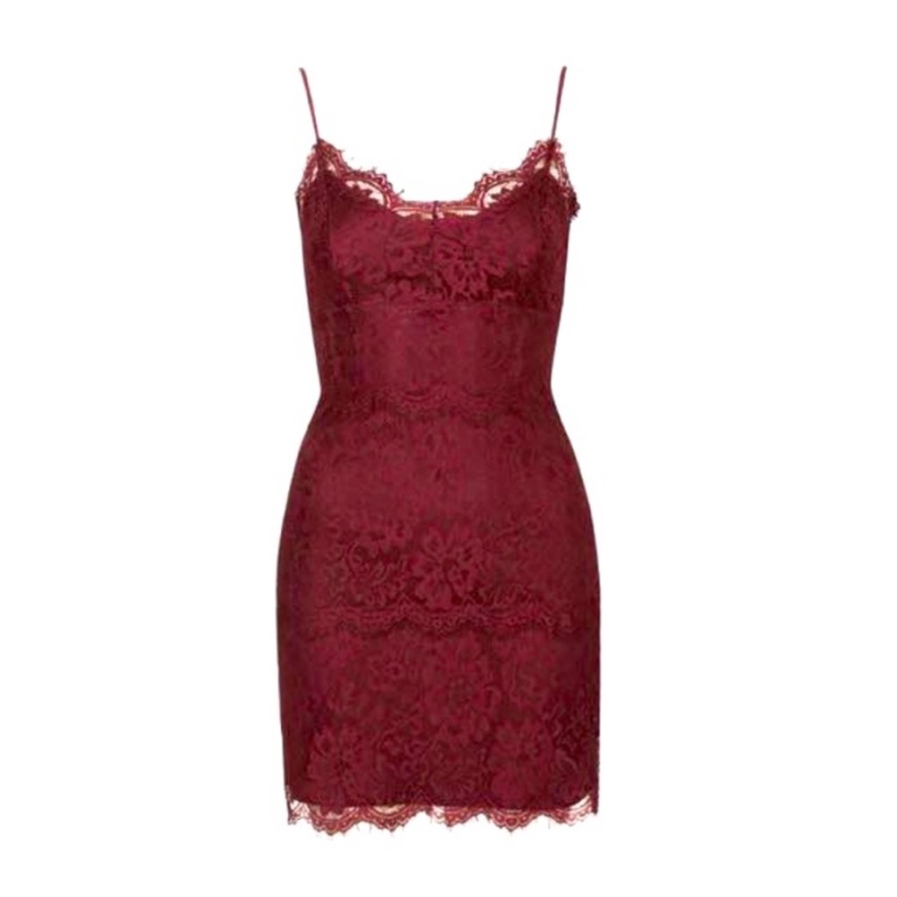 Burgundy lace top shop dress